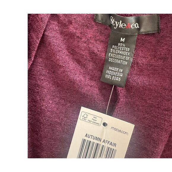 Style & Co. Open Front Sleeveless Cardigan Autumn Affair Medium Dried Plum - Picture 4 of 8
